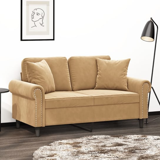 vidaXL 2-osobowa sofa z poduszkami, brązowa, 120 cm, aksamit vidaXL