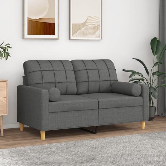 vidaXL 2-osobowa sofa z poduszkami, ciemnoszara, 120 cm, tkanina vidaXL