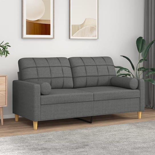 vidaXL 2-osobowa sofa z poduszkami, ciemnoszara, 140 cm, tkanina vidaXL