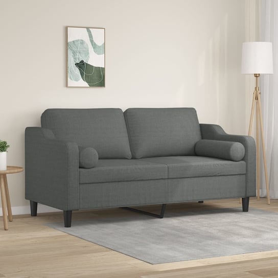 vidaXL 2-osobowa sofa z poduszkami, ciemnoszara, 140 cm, tkanina vidaXL