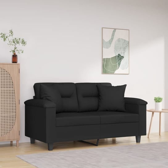 vidaXL 2-osobowa sofa z poduszkami, czarna, 120 cm, mikrofibra vidaXL