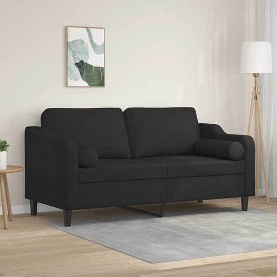 vidaXL 2-osobowa sofa z poduszkami, czarna, 140 cm, tkanina vidaXL