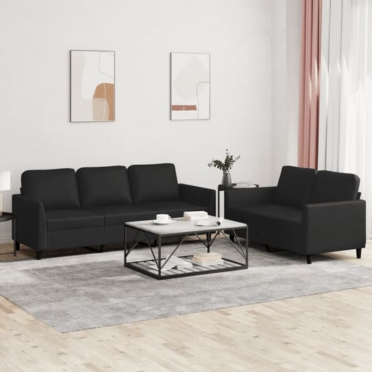 vidaXL 2-osobowa sofa z poduszkami, czarna, sztuczna skóra vidaXL