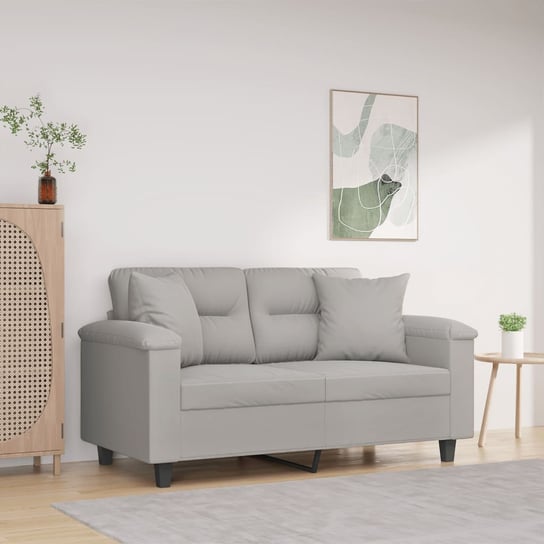 vidaXL 2-osobowa sofa z poduszkami, jasnoszara, 120 cm, mikrofibra vidaXL