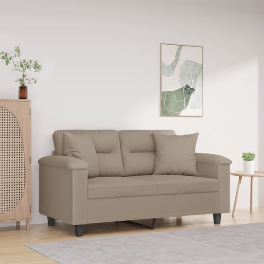 vidaXL 2-osobowa sofa z poduszkami, kolor taupe, 120 cm, mikrofibra vidaXL