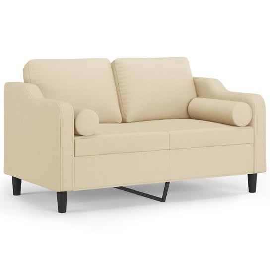 vidaXL 2-osobowa sofa z poduszkami, kremowa, 120 cm, tkanina vidaXL