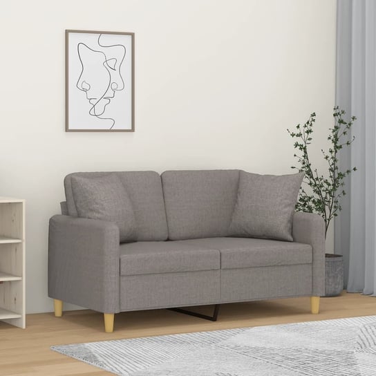 vidaXL 2-osobowa sofa z poduszkami, taupe, 120 cm, tkanina Inna marka