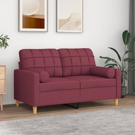 vidaXL 2-osobowa sofa z poduszkami, winna czerwień, 120 cm, tkanina vidaXL