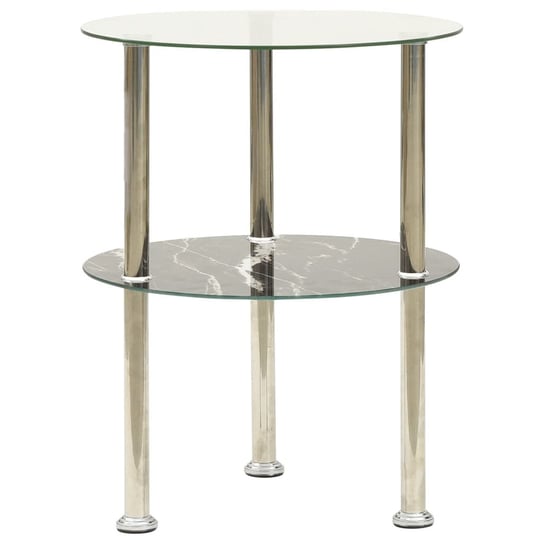 vidaXL 2-poziomowy stolik, 38 cm, przezroczyste/czarne szkło hartowane vidaXL