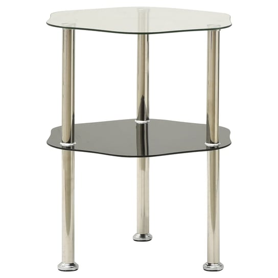 vidaXL 2-poziomowy stolik, 38x38x50 cm, przezroczyste i czarne szkło vidaXL