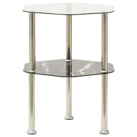 vidaXL 2-poziomowy stolik, 38x38x50 cm, przezroczyste i czarne szkło vidaXL