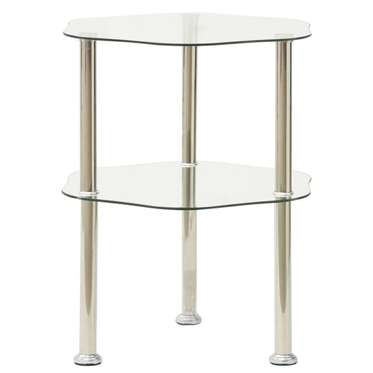vidaXL 2-poziomowy stolik, 38x38x50 cm, przezroczyste szkło hartowane vidaXL