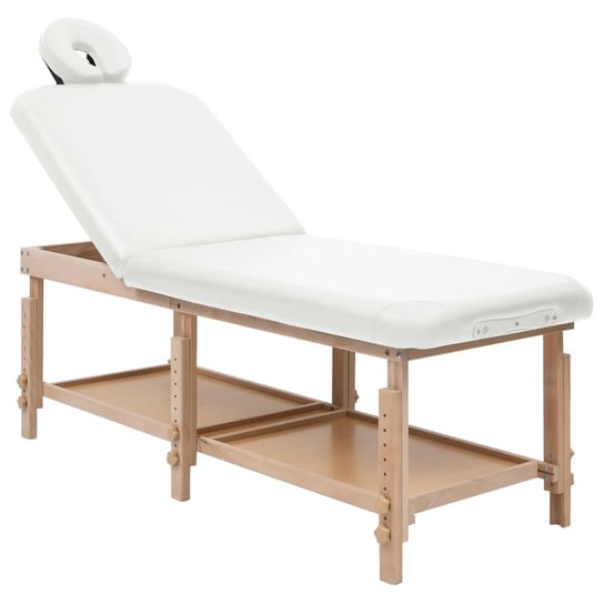 vidaXL 2-strefowy stół do masażu, biały, obity sztuczną skórą vidaXL