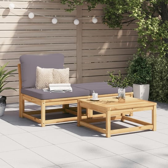vidaXL 3-cz. zestaw wypoczynkowy do ogrodu, poduszki, drewno akacjowe vidaXL