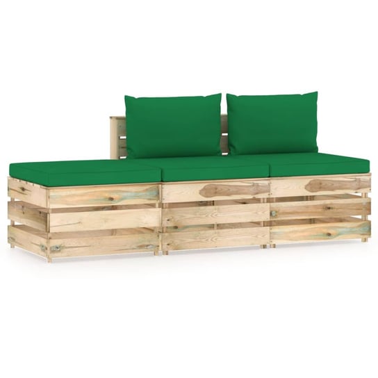 vidaXL 3-cz. zestaw wypoczynkowy do ogrodu, z poduszkami, drewniany vidaXL