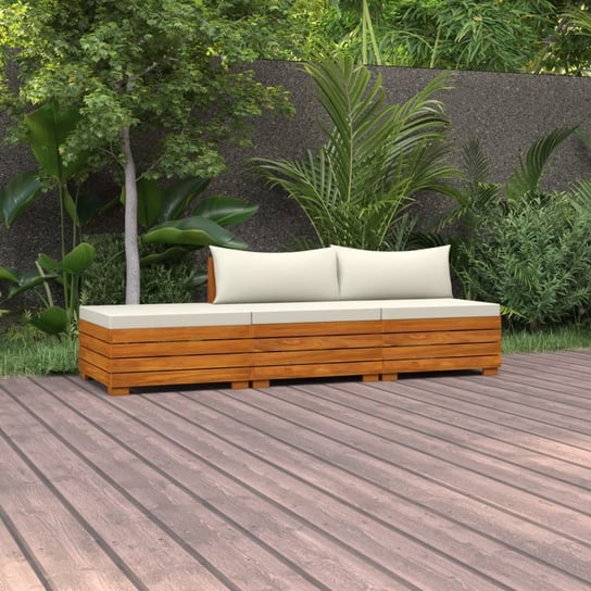 vidaXL 3-cz. zestaw wypoczynkowy do ogrodu, z poduszkami, lita akacja vidaXL