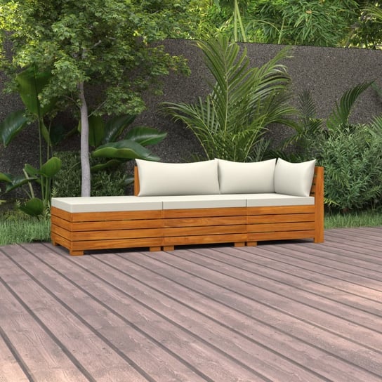 vidaXL 3-cz. zestaw wypoczynkowy do ogrodu, z poduszkami, lita akacja vidaXL
