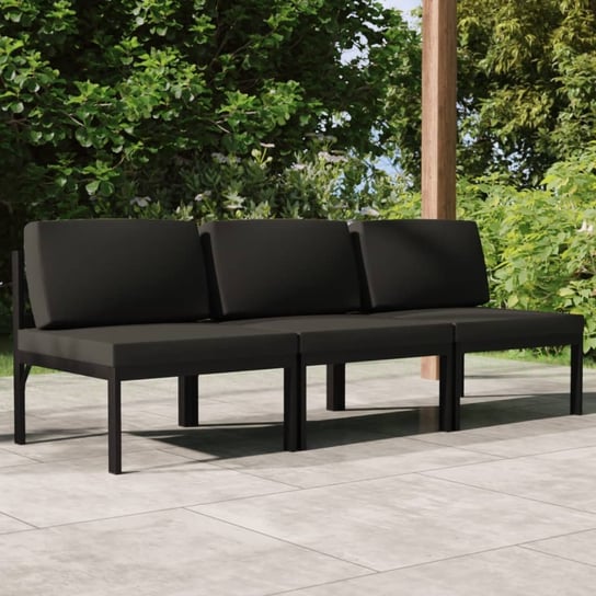 vidaXL 3-os. sofa ogrodowa z poduszkami, aluminium, antracytowa vidaXL