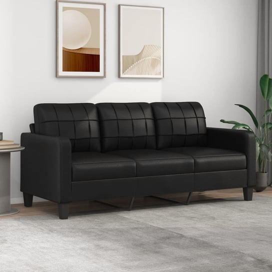 vidaXL 3-osobowa sofa, czarna, 180 cm, obita sztuczną skórą vidaXL