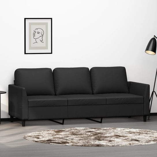 vidaXL 3-osobowa sofa, czarna, 180 cm, obita sztuczną skórą vidaXL