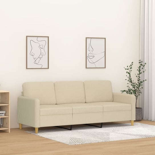 vidaXL 3-osobowa sofa, kremowa, 180 cm, tapicerowana tkaniną Inna marka