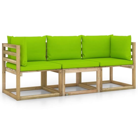 vidaXL 3-osobowa sofa ogrodowa z jasnozielonymi poduszkami vidaXL