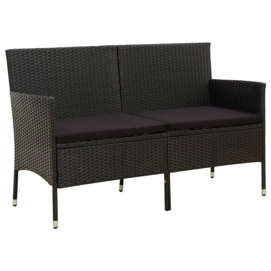 vidaXL 3-osobowa sofa ogrodowa z poduszką, czarna, polirattan vidaXL