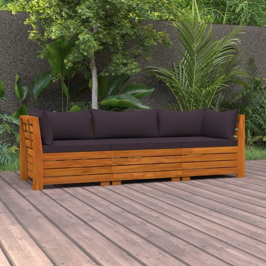 vidaXL 3-osobowa sofa ogrodowa z poduszkami, lite drewno akacjowe vidaXL