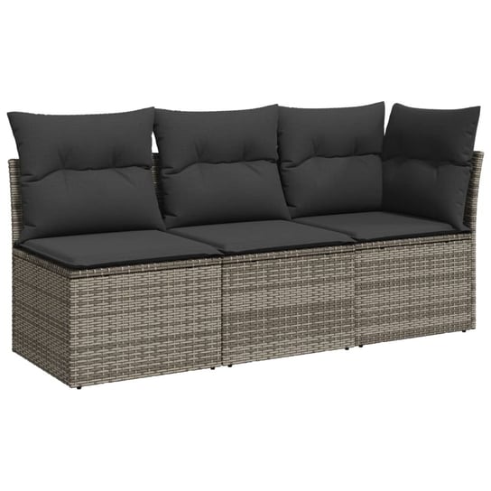 vidaXL 3-osobowa sofa ogrodowa z poduszkami, szara, polirattan vidaXL