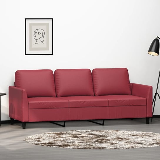 vidaXL 3-osobowa sofa, winna czerwień, 180 cm, sztuczna skóra vidaXL