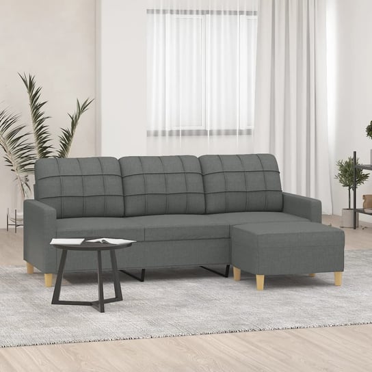 vidaXL 3-osobowa sofa z podnóżkiem, ciemnoszary, 180 cm, tkaniną vidaXL