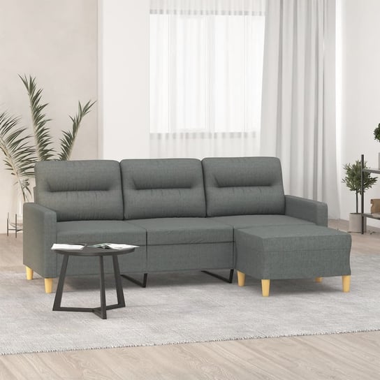 vidaXL 3-osobowa sofa z podnóżkiem, ciemnoszary, 180 cm, tkaniną vidaXL
