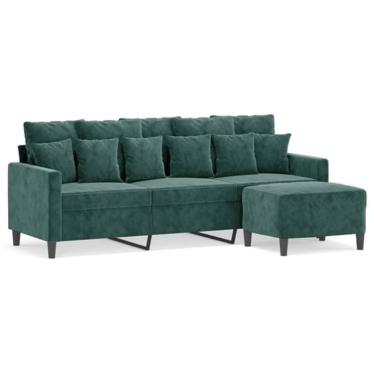 vidaXL 3-osobowa sofa z podnóżkiem, ciemnozielony, 180 cm, aksamit Inna marka