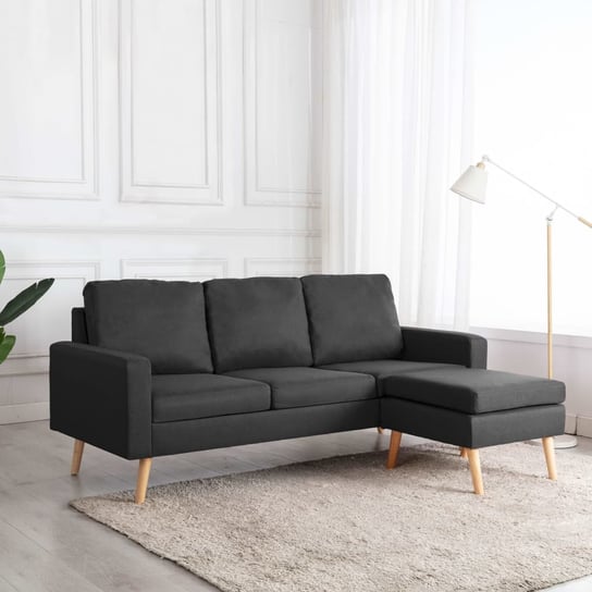 vidaXL 3-osobowa sofa z podnóżkiem, ciemoszara, tapicerowana tkaniną vidaXL