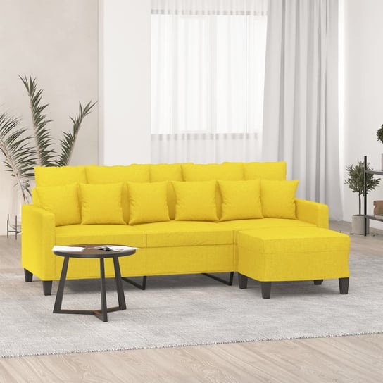 vidaXL 3-osobowa sofa z podnóżkiem, jasnożółty, 180 cm, tkaniną vidaXL