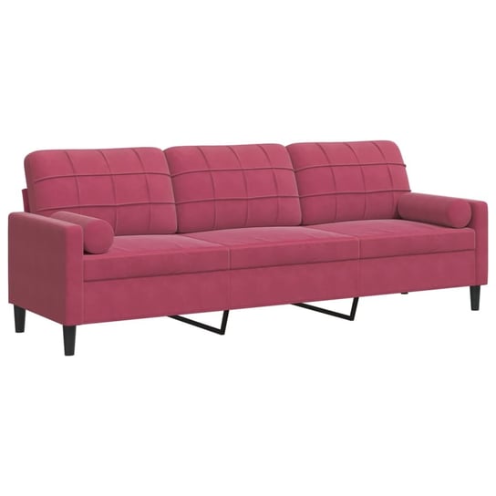 vidaXL 3-osobowa sofa z poduszkami, winna czerwień, 210 cm, aksamit vidaXL