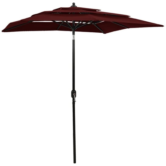 vidaXL 3-poziomowy parasol na aluminiowym słupku, bordowy, 2x2 m vidaXL