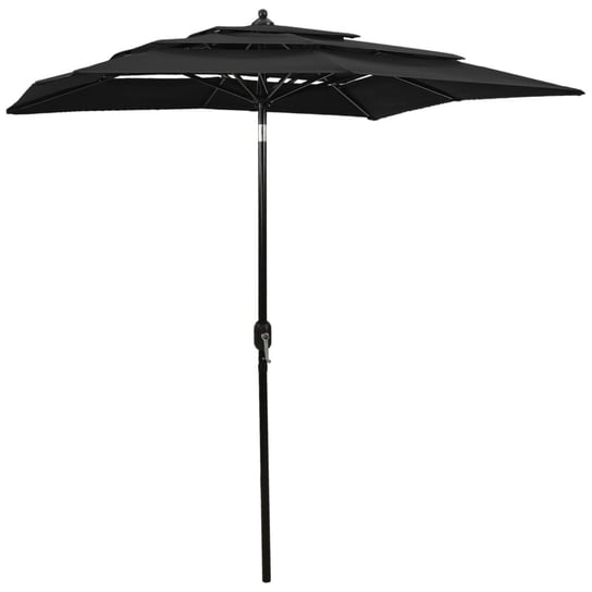vidaXL 3-poziomowy parasol na aluminiowym słupku, czarny, 2x2 m vidaXL