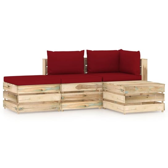 vidaXL 4-cz. zestaw wypoczynkowy do ogrodu, z poduszkami, drewniany vidaXL
