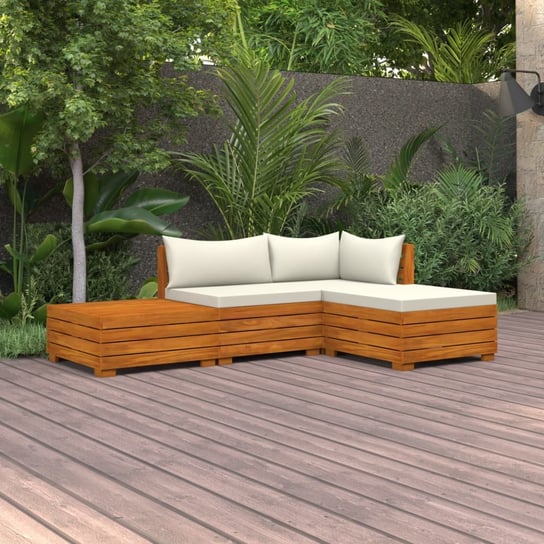 vidaXL 4-cz. zestaw wypoczynkowy do ogrodu, z poduszkami, lita akacja vidaXL