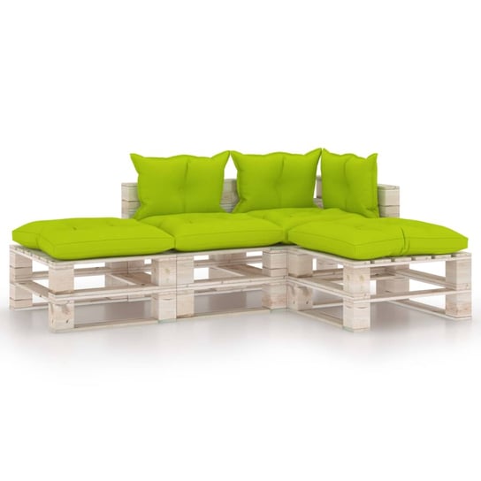 vidaXL 4-cz. zestaw wypoczynkowy z palet, z poduszkami, drewno sosnowe vidaXL