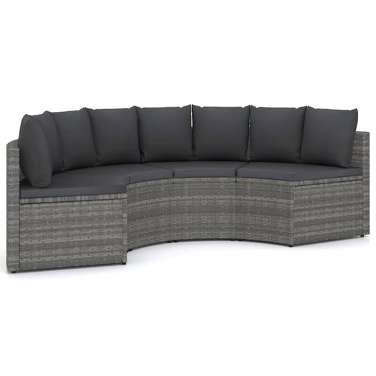 vidaXL 4-częściowa sofa do ogrodu, z poduszkami, polirattan, szara vidaXL