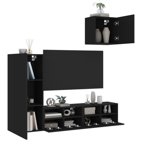 vidaXL 4-częściowy zestaw mebli TV, czarny, materiał drewnopochodny vidaXL