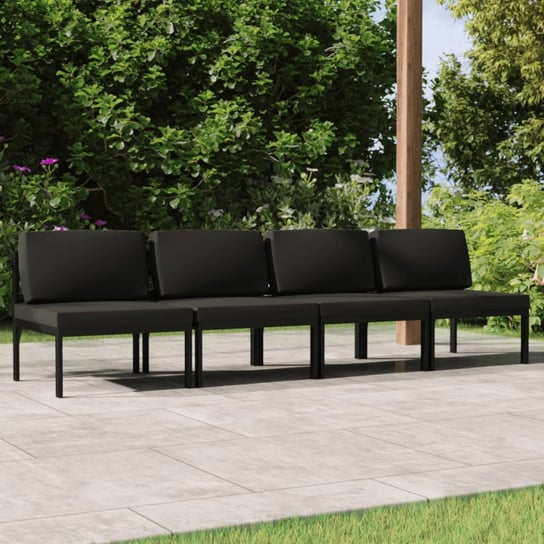 vidaXL 4-os. sofa ogrodowa z poduszkami, aluminium, antracytowa vidaXL