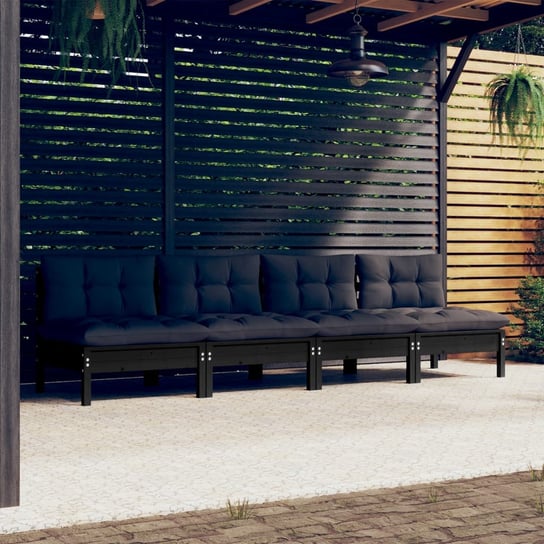 vidaXL 4-osobowa sofa ogrodowa z antracytowymi poduszkami, sosnowa vidaXL