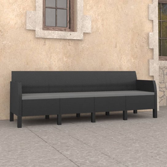 vidaXL 4-osobowa sofa ogrodowa z poduszkami, antracytowa, rattan PP vidaXL