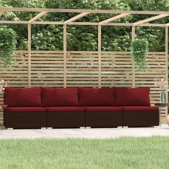 vidaXL 4-osobowa sofa ogrodowa z poduszkami, polirattan, brązowa vidaXL