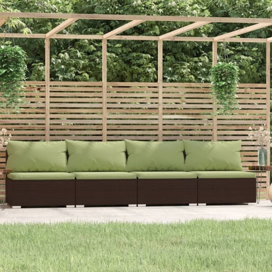 vidaXL 4-osobowa sofa ogrodowa z poduszkami, polirattan, brązowa vidaXL