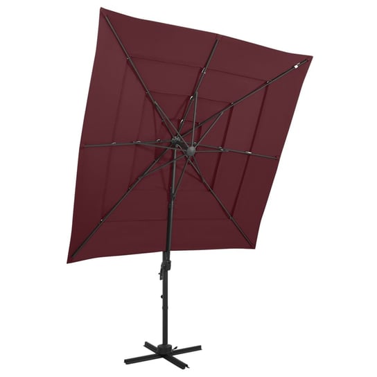 vidaXL, 4-poziomowy parasol na aluminiowym słupku, bordowy, 250x250 cm vidaXL