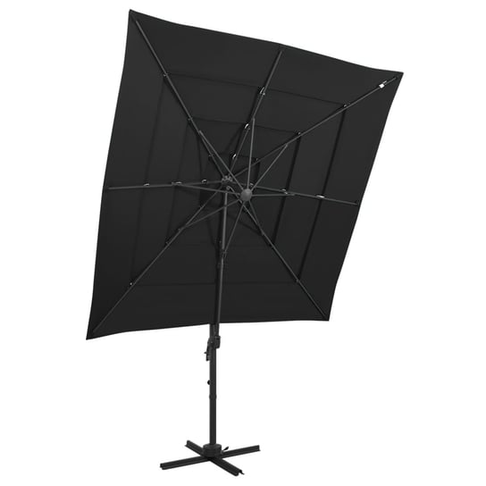 vidaXL, 4-poziomowy parasol na aluminiowym słupku, czarny, 250x250 cm vidaXL
